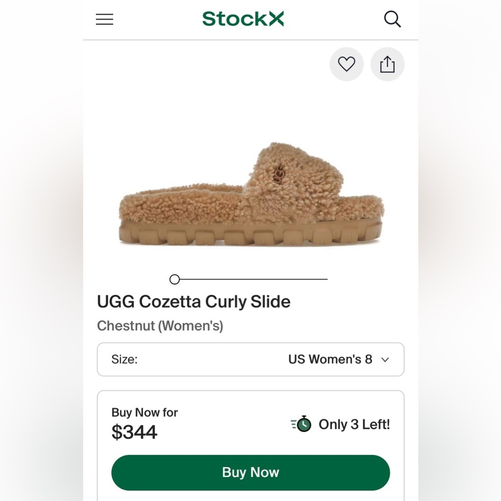 UGG Cozetta Curly Slide in Chestnut